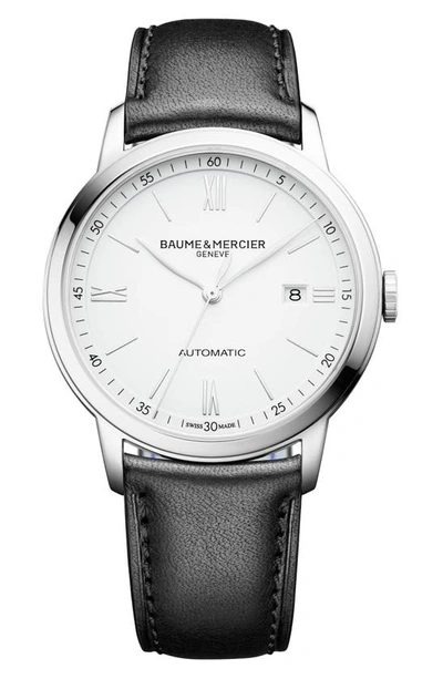 BAUME & MERCIER BAUME & MERCIER CLASSIMA AUTOMATIC LEATHER STRAP WATCH, 42MM,M0A10332