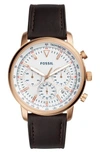 FOSSIL GOODWIN CHRONOGRAPH LEATHER STRAP WATCH, 44MM,FS5415