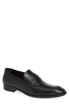 Ermenegildo Zegna Narrow-toe Leather Penny Loafers In Black