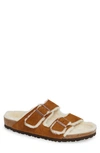 Birkenstock Arizona Slide Sandal With Genuine Shearling In Beige