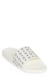 Mcm Men's Monogram Print Rubber Slides In White