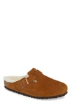 Birkenstock Boston Genuine Shearling Lined Clog In Beige