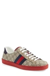 Gucci 25mm Ace Gg Supreme Fabric Sneakers In Beige