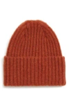 DRAKE'S DRAKES BRUSHED WOOL BEANIE - ORANGE,HAT-RWLAM-18783