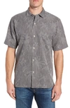Tommy Bahama Digital Palm Short-sleeve Silk Jacquard Classic Fit Shirt In Cave