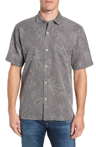 Tommy Bahama Digital Palm Short-sleeve Silk Jacquard Classic Fit Shirt In Cave