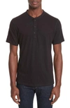 Rag & Bone Black Cotton Classic Short Sleeve Henley In Black