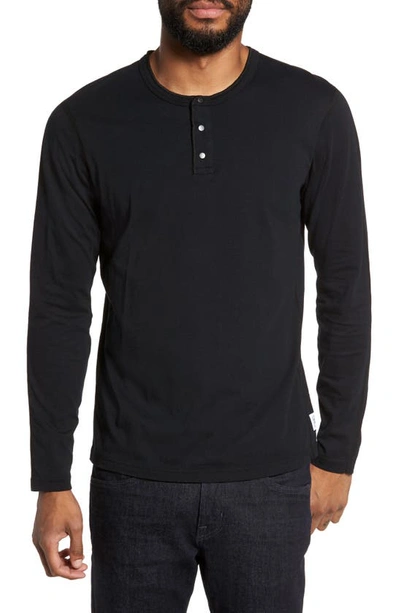 Reigning Champ Long Sleeve Henley T-shirt In Black