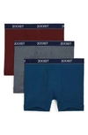 2(x)ist Essentials Boxer Briefs, Pack Of 3 In Blue/ Tawny Port/ Stormy/ Navy