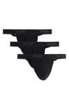 2(x)ist Men's 3-pk. Cotton Essential Y-back Thongs In Black
