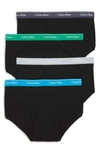 Calvin Klein 4-pack Cotton Briefs In Black W/ Blue/ Green/ Grey