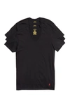 Polo Ralph Lauren Slim Fit Cotton V-neck T-shirt 3-pack In Polo Black