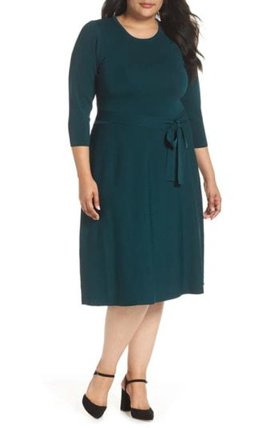 Eliza J Fit & Flare Sweater Dress In Spruce