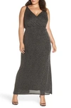 VINCE CAMUTO METALLIC DRAPED BODICE GOWN,VC8W8065