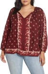 LUCKY BRAND FLORAL PRINT PEASANT BLOUSE,7Q44675