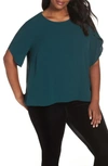 EILEEN FISHER TULIP SLEEVE SILK TOP,F8GC-T4651X