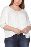 Slink Jeans Ribbed V-neck Top In Ivory