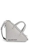 BALENCIAGA EXTRA SMALL GLITTER TRIANGLE LEATHER BAG - METALLIC,5310480XV12