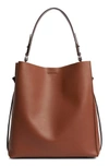 ALLSAINTS VOLTAIRE NORTH/SOUTH LEATHER TOTE - BROWN,WB050P