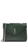 SAINT LAURENT MEDIUM LOULOU CALFSKIN LEATHER SHOULDER BAG - GREEN,487216DV726