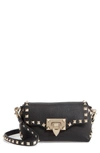 Valentino Rockstud Mini Calfskin Leather Crossbody Bag In Nero