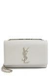 SAINT LAURENT SMALL KATE GRAINED LEATHER CROSSBODY BAG - GREY,469390BOW0N