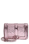 REBECCA MINKOFF SMALL LOVE QUILTED METALLIC CROSSBODY - PINK,HF18ZMLX45