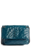 Saint Laurent Niki Medium Crinkled Calf Flap-top Shoulder Bag In Faggio