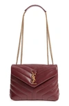 Saint Laurent Loulou Monogram Ysl Small V-flap Chain Shoulder Bag - Lt. Bronze Hardware In Light Natural