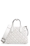 BURBERRY SMALL BANNER PERFORATED LEATHER TOTE - WHITE,4078495