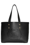 BURBERRY EMBOSSED CREST SMALL LEATHER TOTE - BLACK,4080109