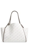 Stella Mccartney Falabella Faux Leather Monogrammed Dual Tote Bag In White