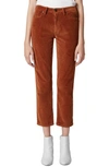 Blanknyc The Madison Corduroy Ankle Straight Leg Pants In Clockwork Copper