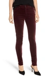 Ag Farrah Skinny Velvet Jeans In Rich Carmine