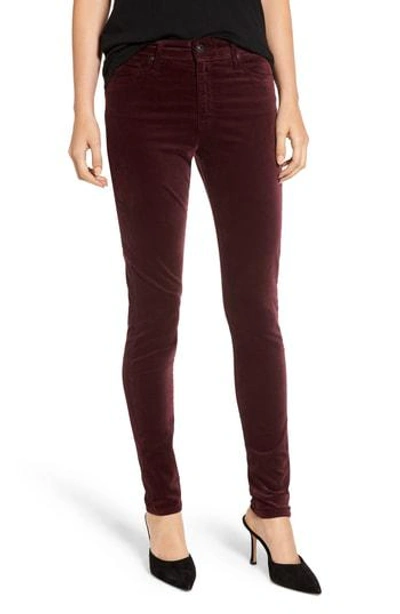 Ag Farrah Skinny Velvet Jeans In Rich Carmine