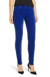 Ag Farrah Skinny Ankle Leather-look High-rise Jeans In Egyptian Blue