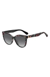 Kate Spade Daeshas Round Polarized Acetate Sunglasses, Black In Black/ Gold