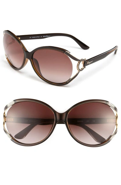 Ferragamo 59mm Oversized Sunglasses In Dark Brown/ Brown Gradient