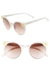 CIRCUS BY SAM EDELMAN 50MM DAISY ACCENT ROUND SUNGLASSES - WHITE/ PINK LENS,CC391