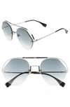 FENDI 57MM RIMLESS AVIATOR SUNGLASSES - GREY,FF0326S