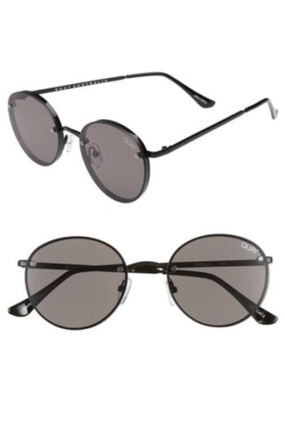 Quay X Elle Ferguson Farrah 53mm Round Sunglasses - Black/ Smoke In Black/smoke
