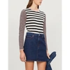 ALEXA CHUNG LADIES BLACK AND CREAM SKATER STRIPED JERSEY TOP