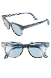 RAY BAN METEOR 50MM WAYFARER SUNGLASSES - BLUE GREY SOLID,RB216850-X