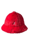 KANGOL FAUX FUR CASUAL BUCKET HAT - RED,K4190ST