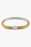 John Hardy Classic Chain 18k Gold And Sterling Silver Small Reversible Bracelet With Pave Diamonds In D.16 18kyss