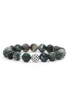 Lagos Sterling Silver Caviar Ball Beaded Moss Agate Bracelet, 10mm In Moss Agate