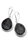 Ippolita Sterling Silver Wonderland Hematite And Clear Quartz Doublet Mini Teardrop Earrings In Hematite