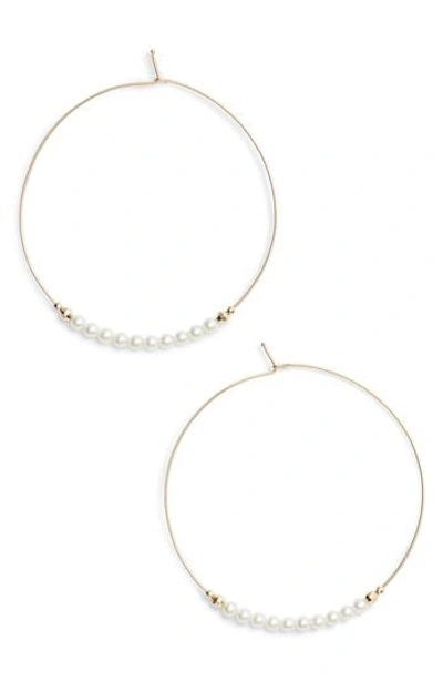 Mizuki 14k Gold Large Pearl Hoop Earrings
