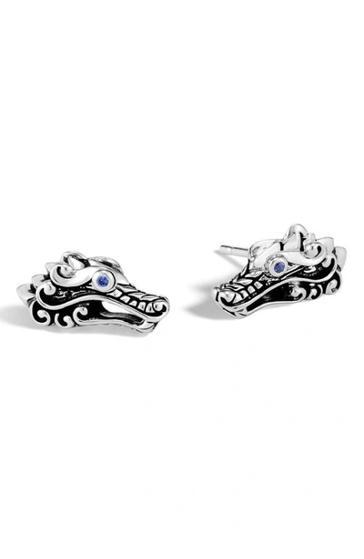 John Hardy Sterling Silver Legends Naga Stud Earrings With Blue Sapphire