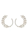 Oscar De La Renta Navette & Pave Hoop Earrings In Crystal